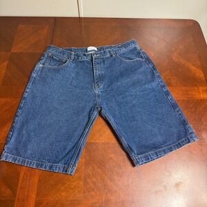 Beyond The Limit Men's Denim Shorts W44 Baggy Loose Fit Blue Jean Shorts Y2K Hip